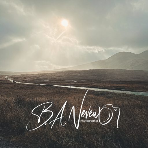 sun burning through morning fog in the Highlands of Scotland